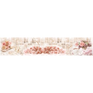 КМ 121 Глянцевый композитный фартук "Розовые розы" 3000*610*3мм 